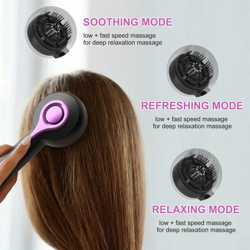 USB-powered vibrating head massager with mechanical speed control in black colour option