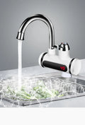 White electric instant water heater for kitchen taps with digital temperature display