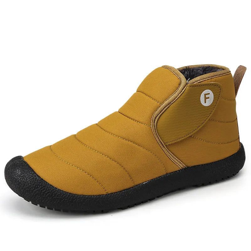 Men's waterproof cotton snow boots with non-slip rubber soles and plush lining in multiple colours