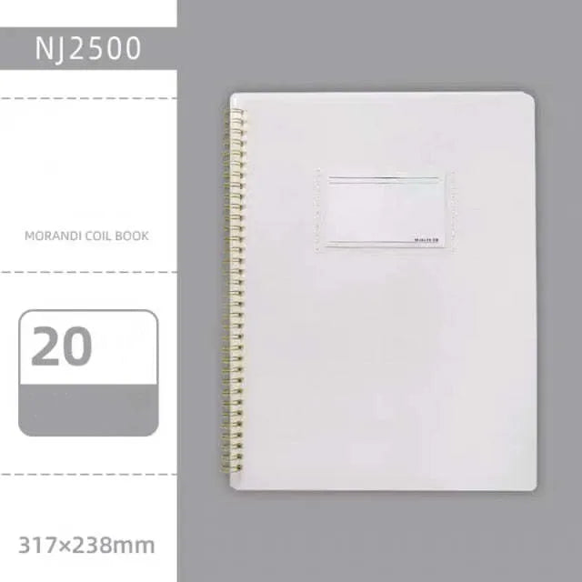Morandi blue PP A4 coil file book with 20 display sheets on a white background