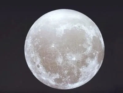 3D printing moon lamp with remote control showing 16 colours and PVC shade, available in 12cm to 20cm sizes