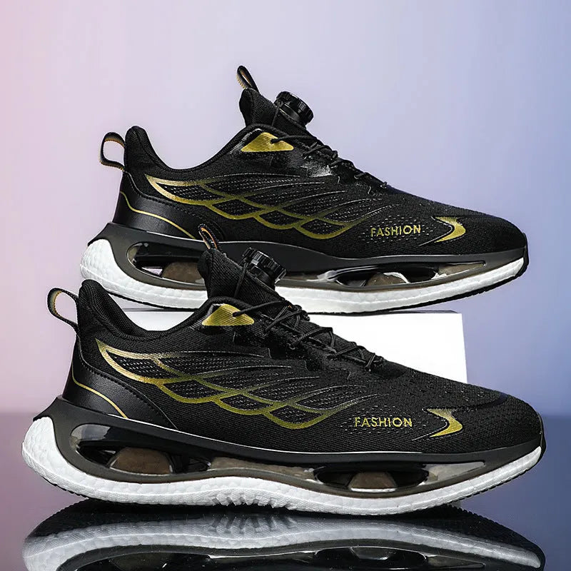 Youth rotating button sneaker in low-top design with shock absorption feature and rubber sole