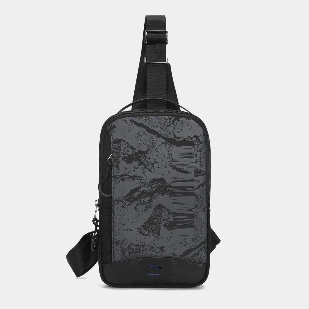 Casual black TPU waterproof chest pack with single shoulder strap and soft handle