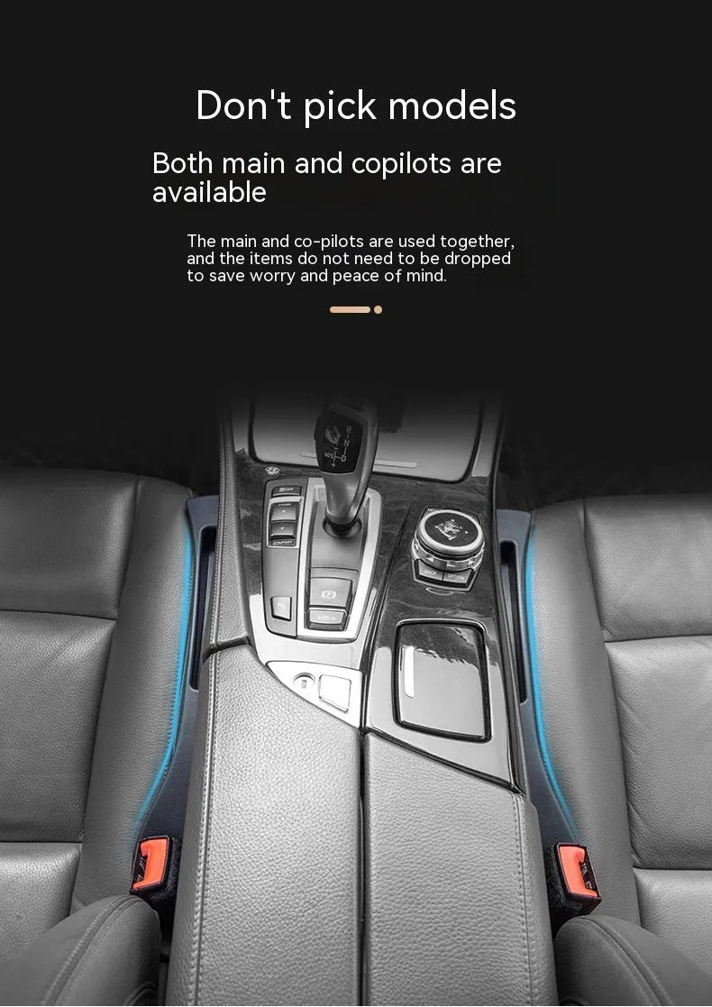 Waterproof plastic car seat gap storage box with handle between vehicle seats