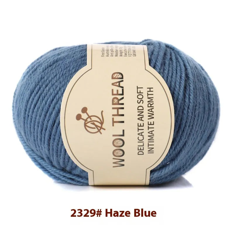 Roll of woolen knitting yarn thread for hand knitting with size 10 needles in various colour options