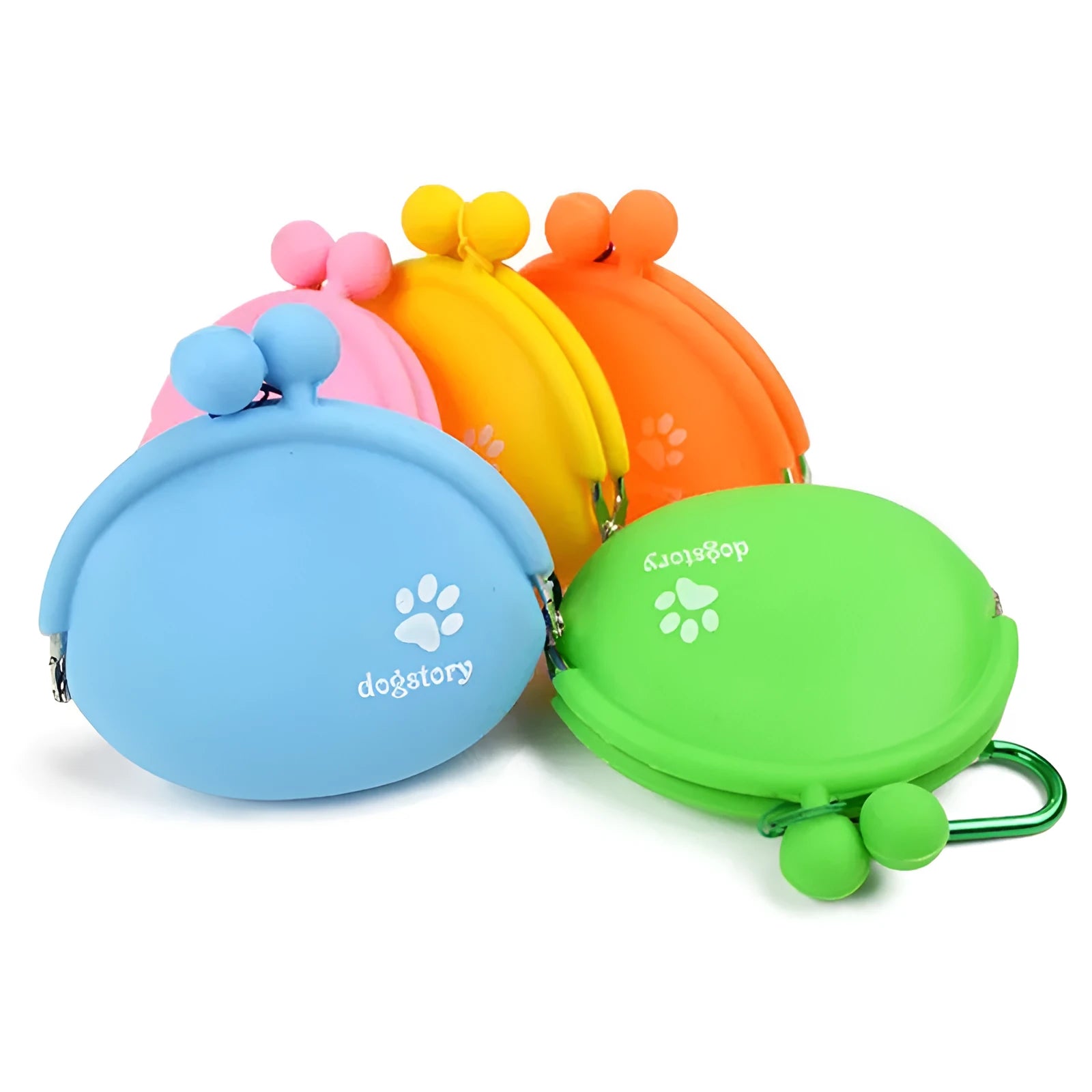 Yellow silicone dog training treat bag with hook-and-loop fastening showing 9x9.5cm dimensions