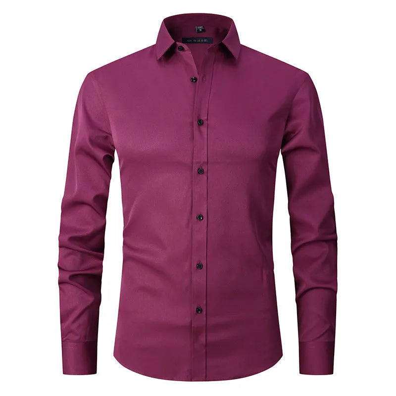 Men's stretch long sleeve work shirt in polyester fabric shown in multiple colour options