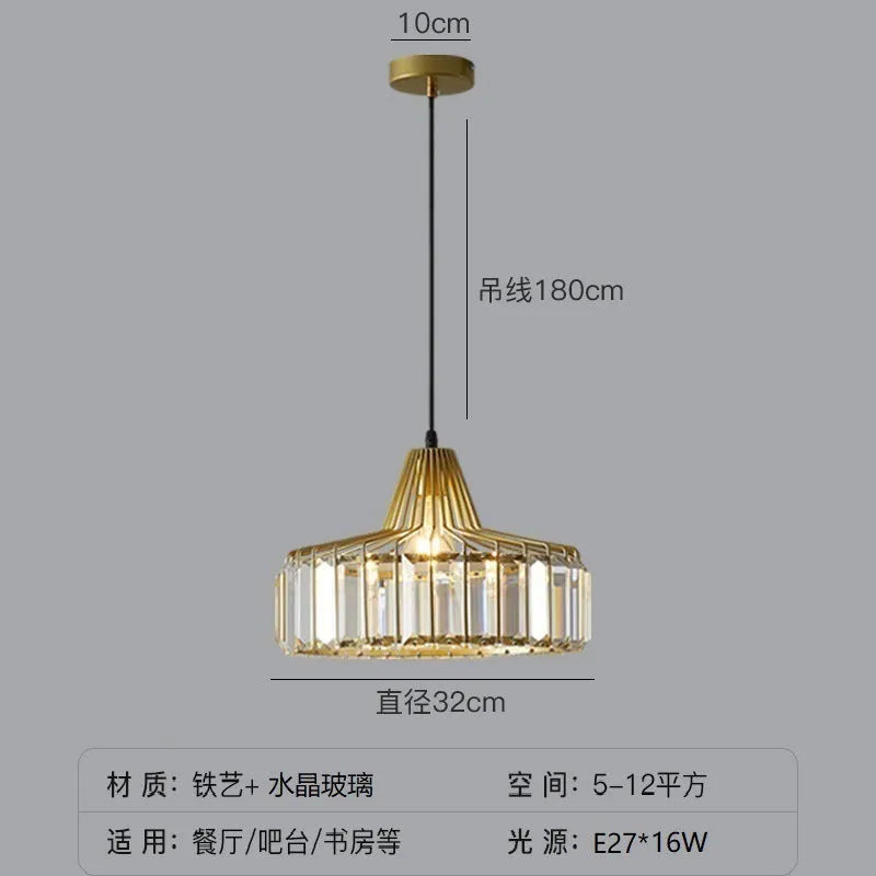 Modern black and gold crystal chandelier ceiling lamp with LED lights in various sizes.