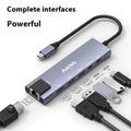 KH06RH1 Steam Deck six-in-one docking station with aluminium shell showing Type-C, HDMI, USB, and ethernet ports