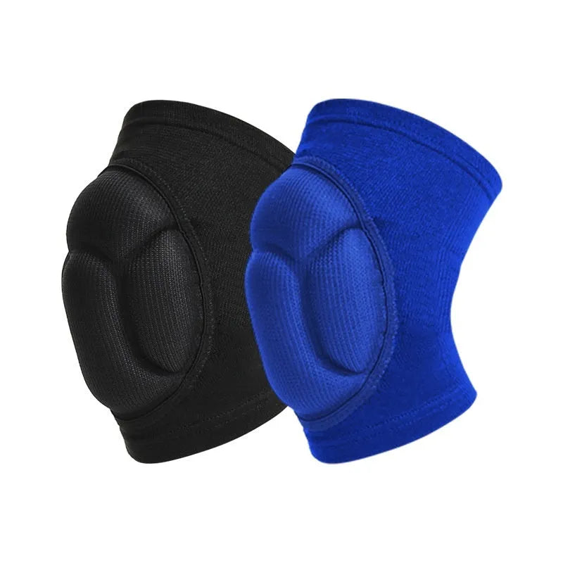 Black and blue dance kneepads with thick sponge padding for volleyball and sports protection