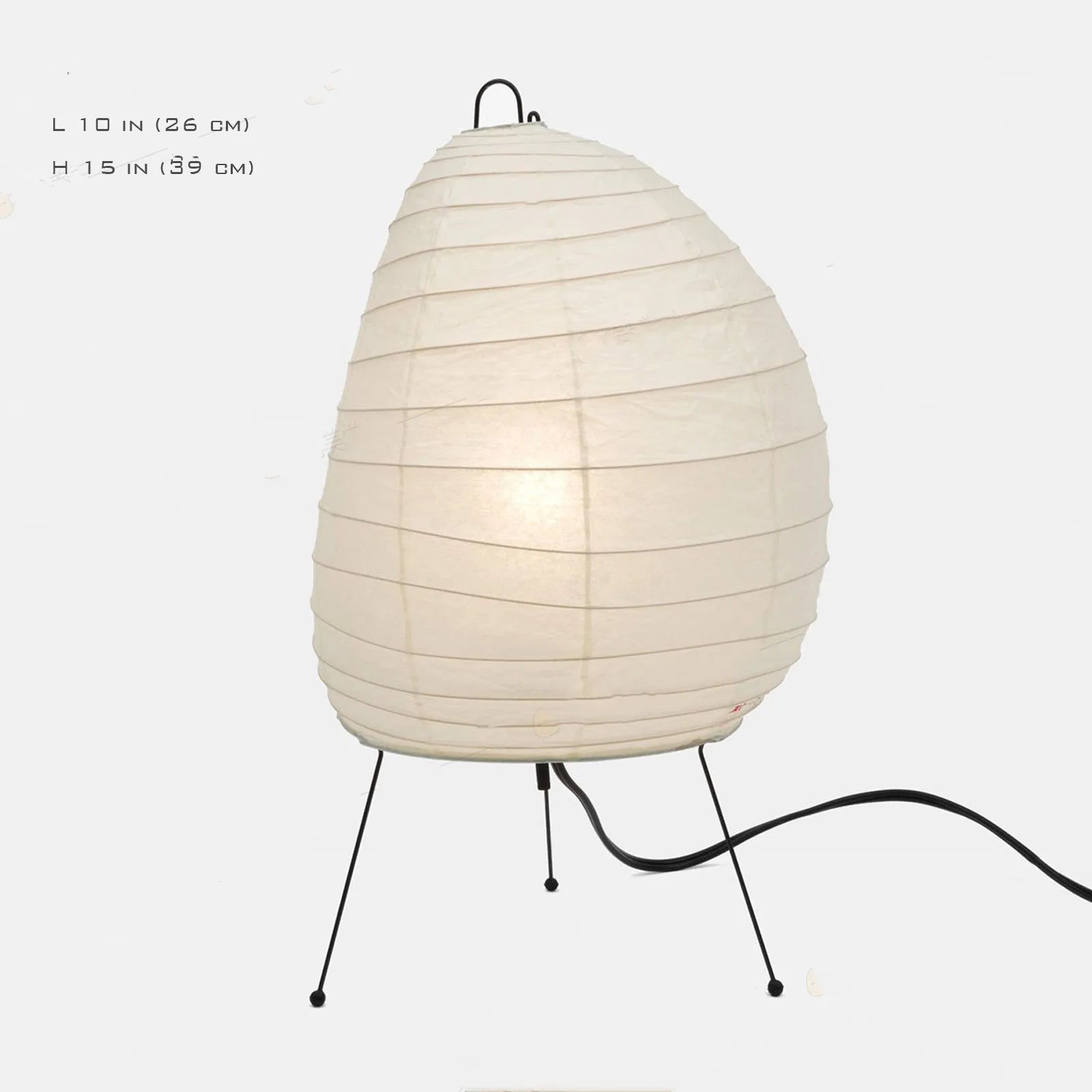 Japanese style rice paper table lamp with handmade shade and aluminium base