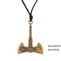 Retro Nordic Viking Odin symbol axe pendant necklace for men in antique silver finish on alloy cross chain