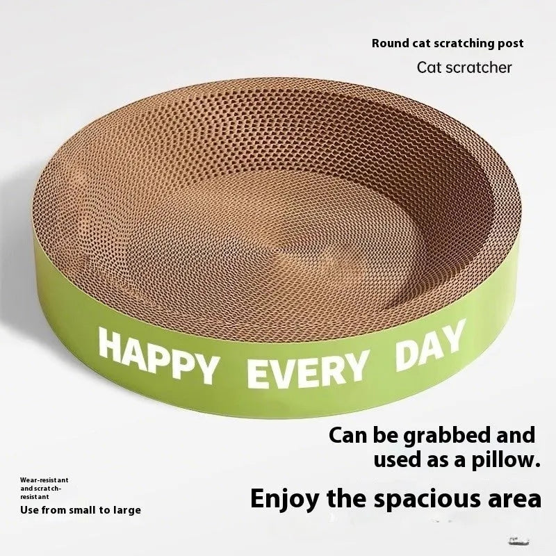 Round green cat nest with integrated sisal scratching surface, 50cm diameter size