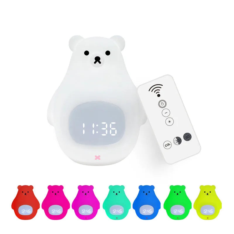 Big white bear silicone night light with remote control and timer functions