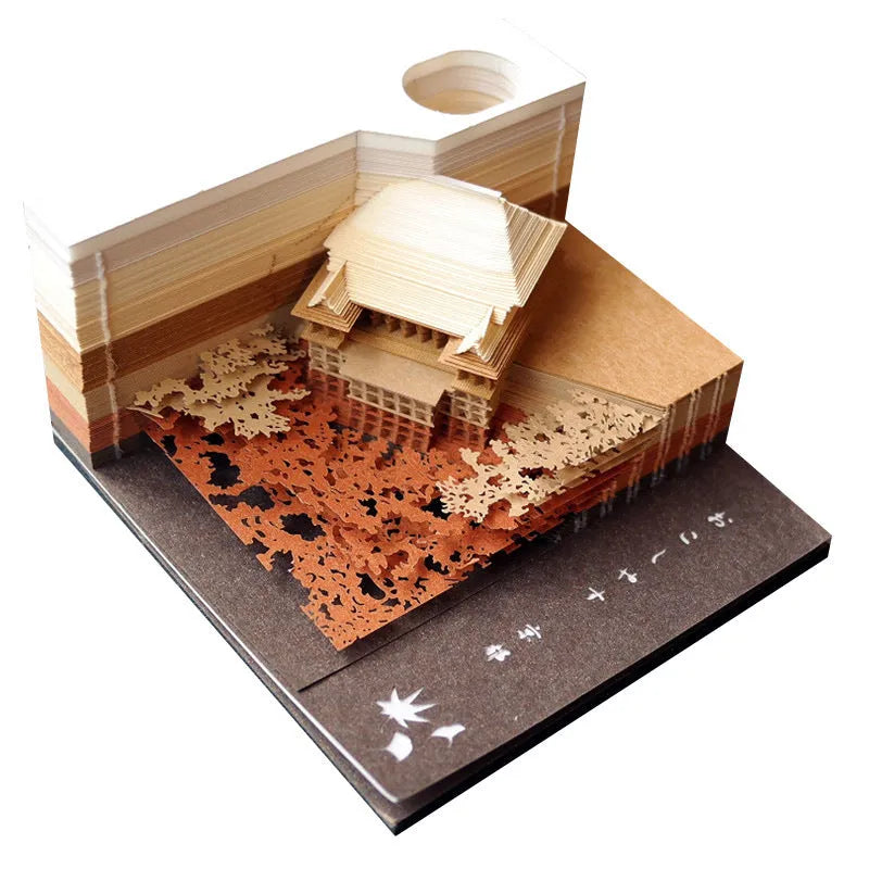 3D sticky note paper carving notepad with tear-off pages and decorative ornament design