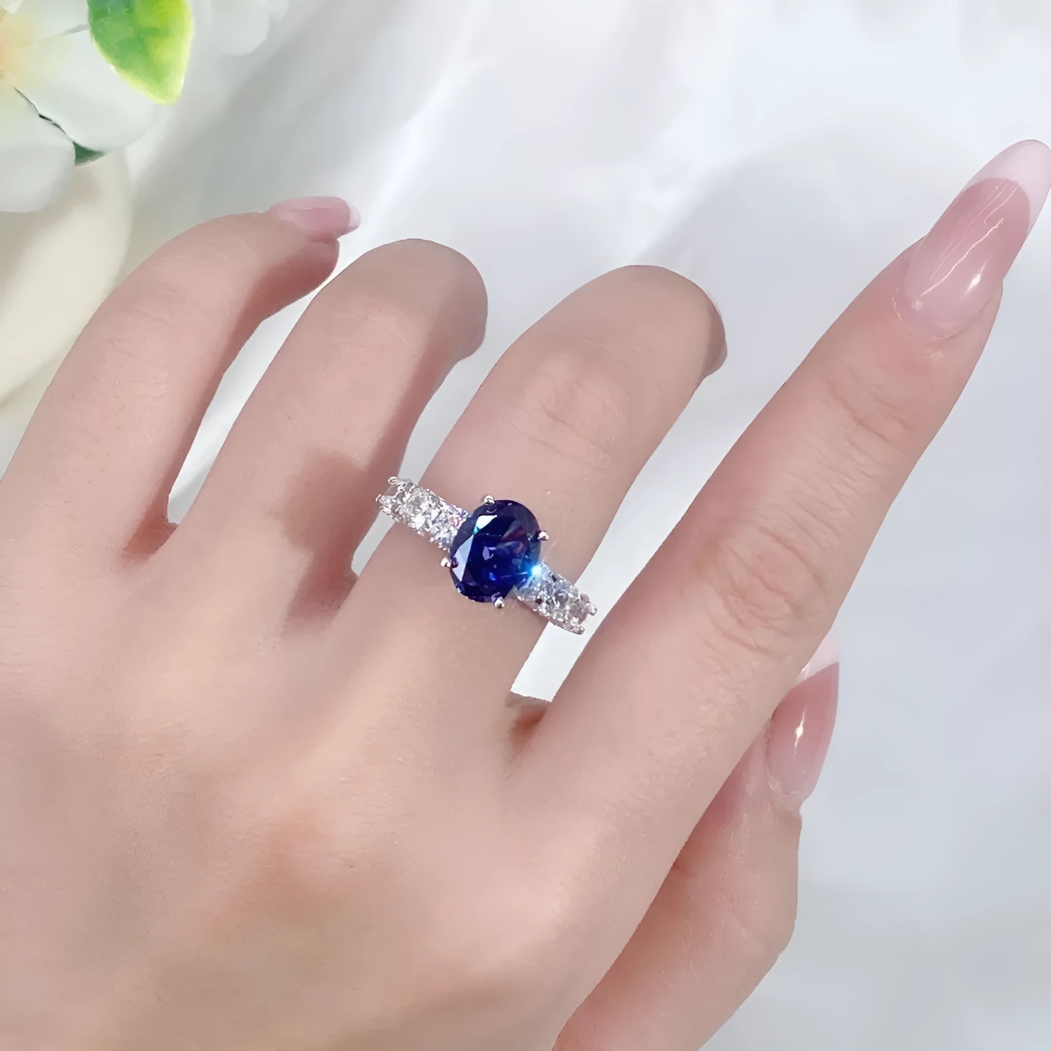 925 sterling silver heart ring with a faceted ice flower cut zircon stone.