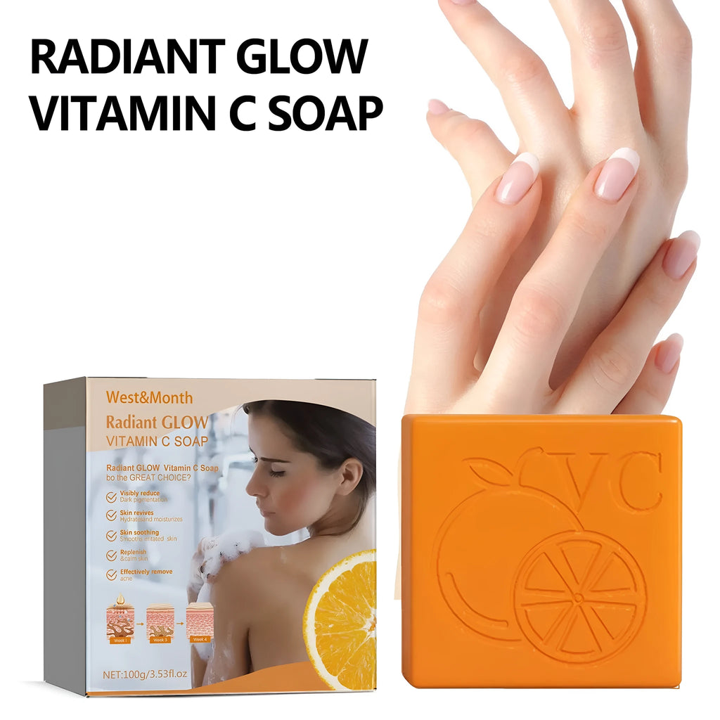 100g bar of whitening vitamin body care soap with Kojic Acid and plant extracts.