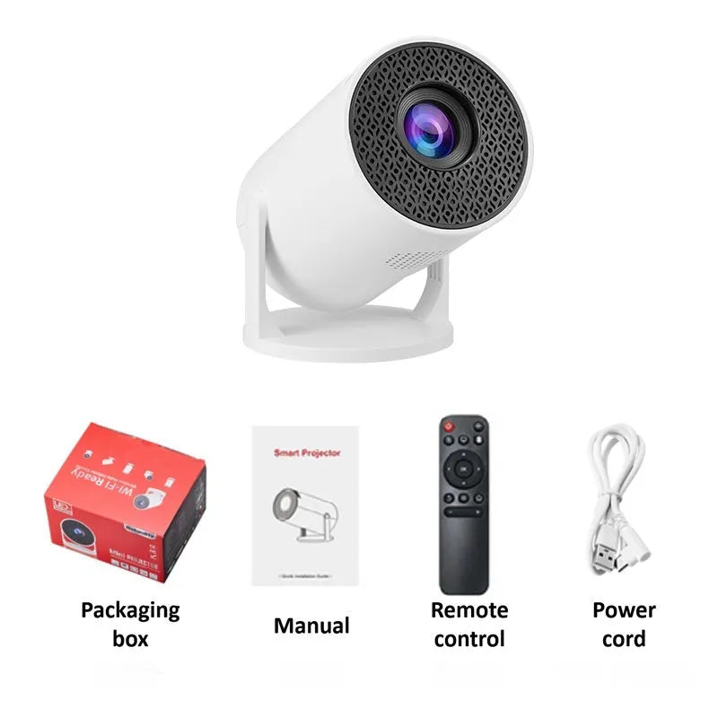 Mini portable projector in black with 60ANSI brightness and 480x320P resolution for camping and home theatre
