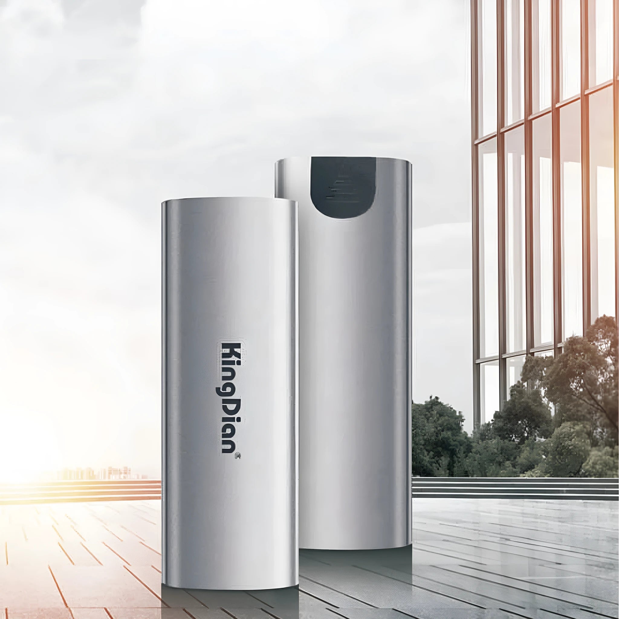 Grey USB 3.0 mobile external solid state drive with compact dimensions