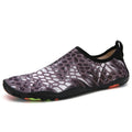 Beach wading shoes with stretch Lycra uppers and EVA midsoles in blue, black, pink, purple, and camouflage colours