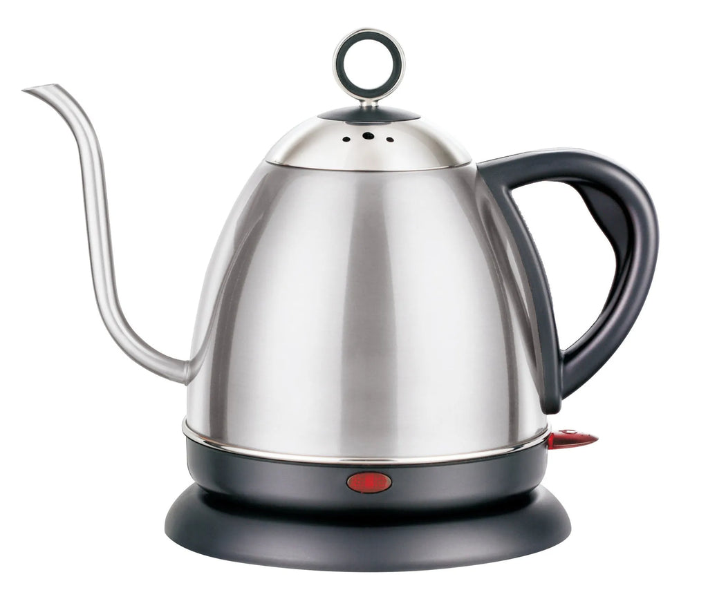 Stainless steel automatic electric kettle in gold colour with touch controls and 1 litre capacity