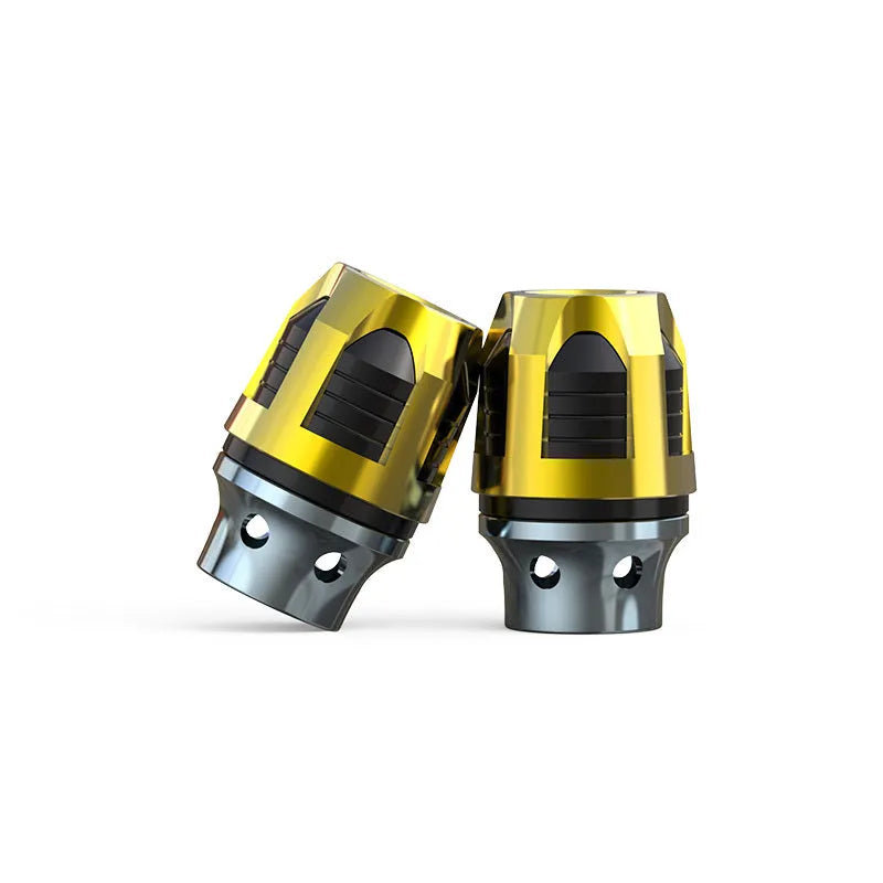 Aluminium alloy motorcycle fork cups in seven anodic colours for M14 front axle screws