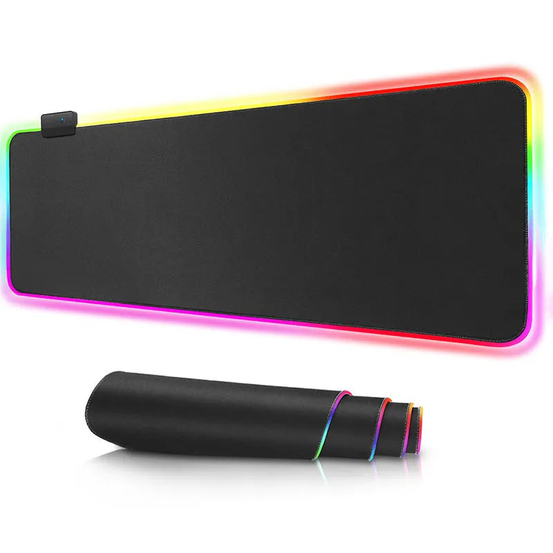 Luminous RGB mouse pad with non-slip rubber fabric base in multiple sizes