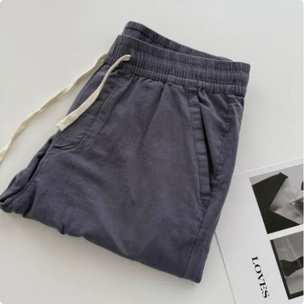 Men's loose fit straight-leg casual pants with drawstring waist in various colours