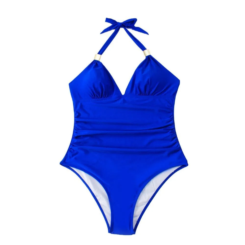 Women's quick-drying one-piece swimsuit in leopard print pattern showing front design