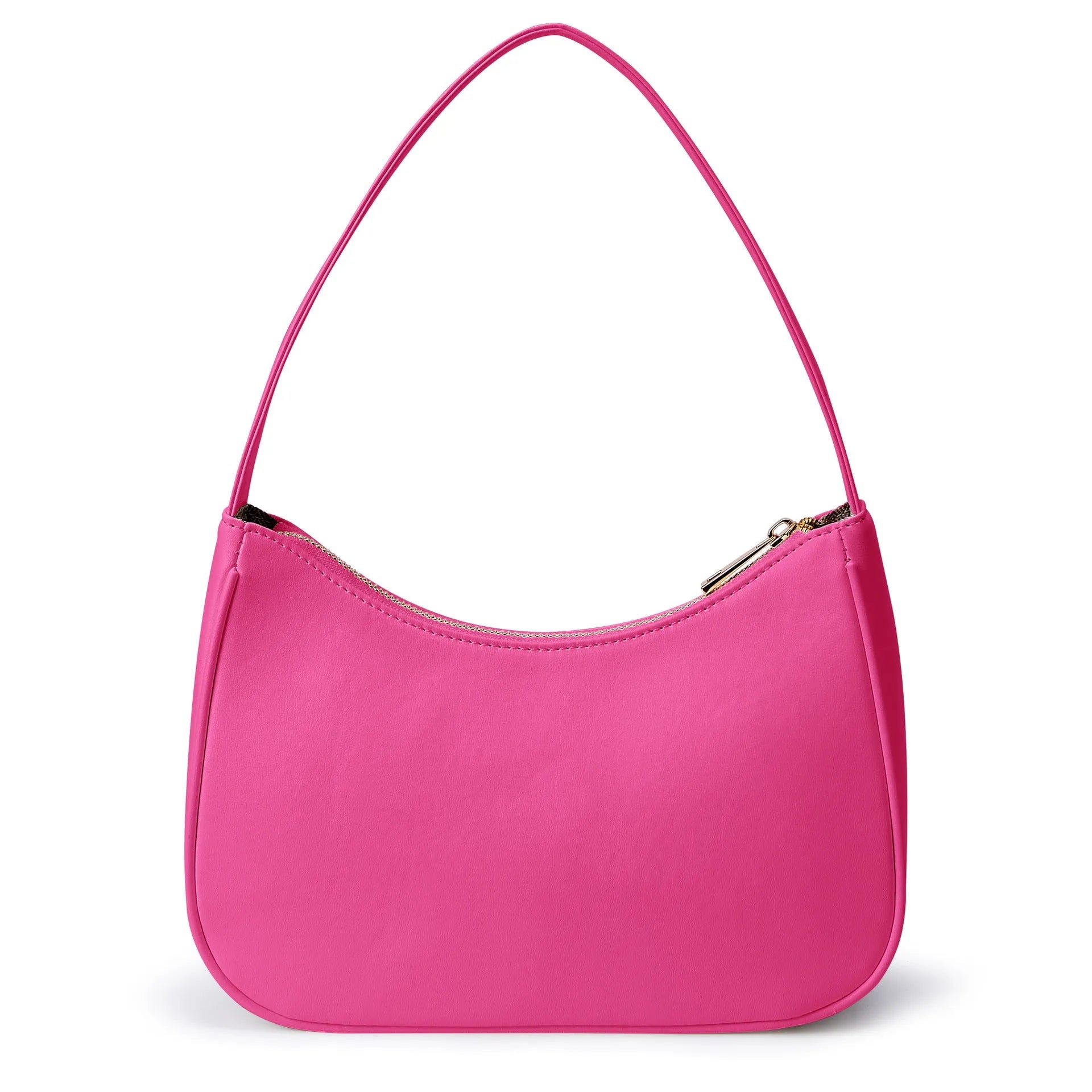 Simple retro waterproof PU shoulder bag with adjustable strap shown in apricot colour