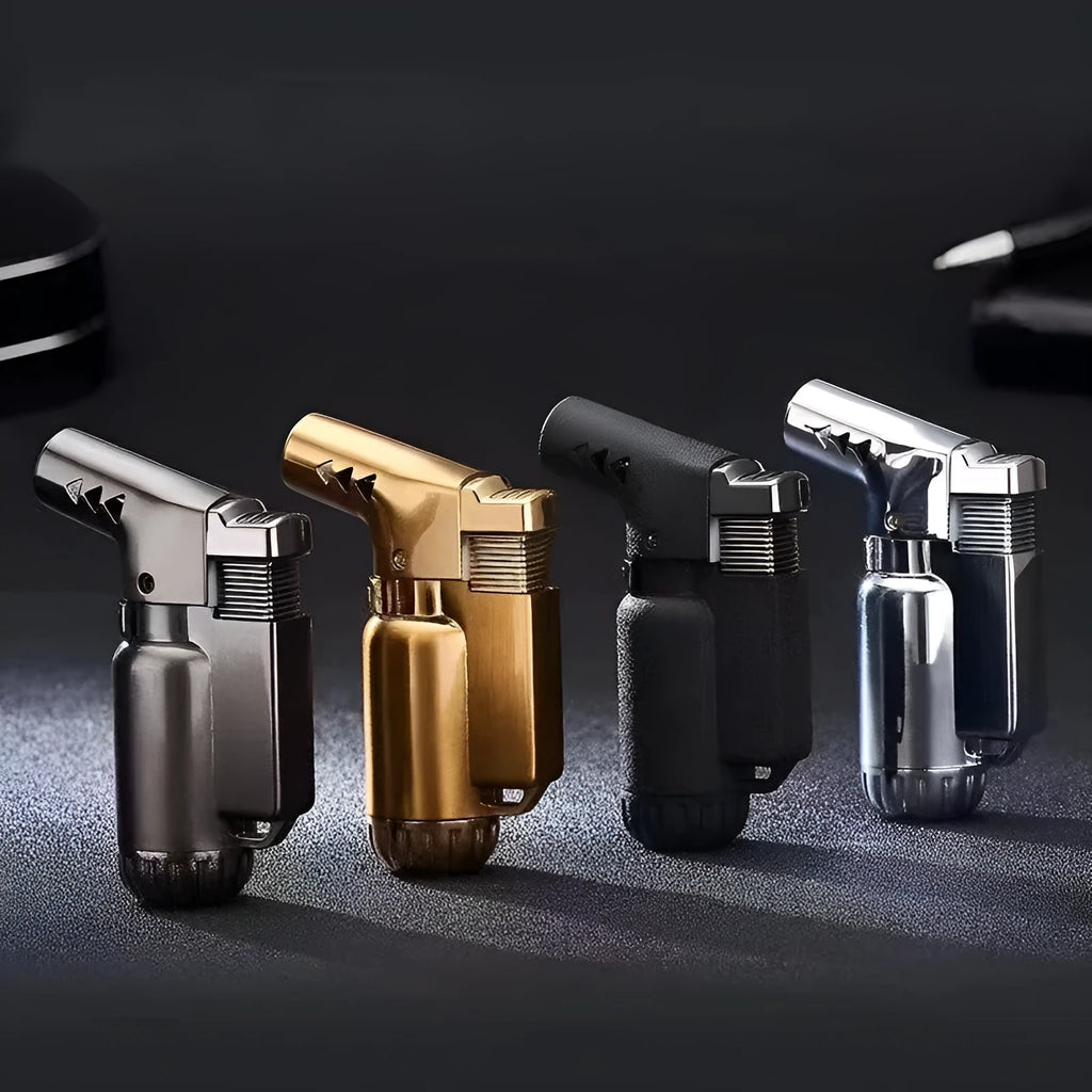HB805-1 metal windproof lighter with punch ignition in black gold grey silver options