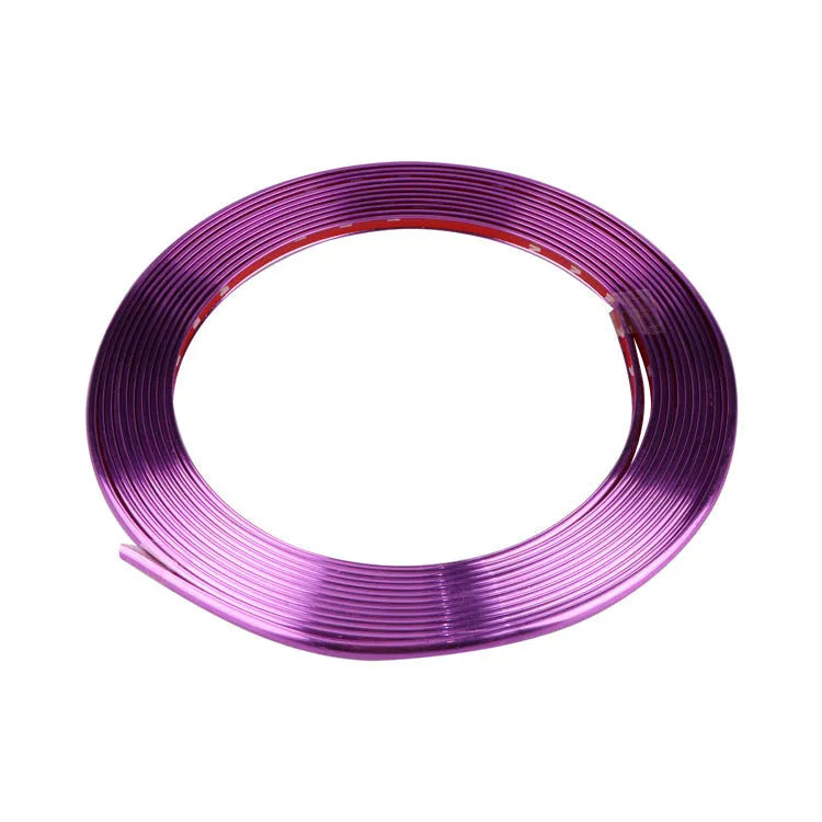 Electroplated purple PVC wheel hub trim roll for car wheel protection and decoration
