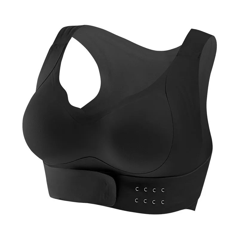 Women's cross exercise yoga bra with front buckle closure and shaping back in three colour options