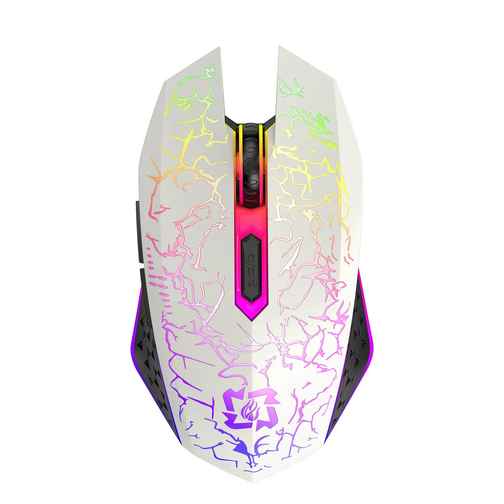 Rechargeable Bluetooth dual-mode gaming mouse with breathing light in black or white colour options
