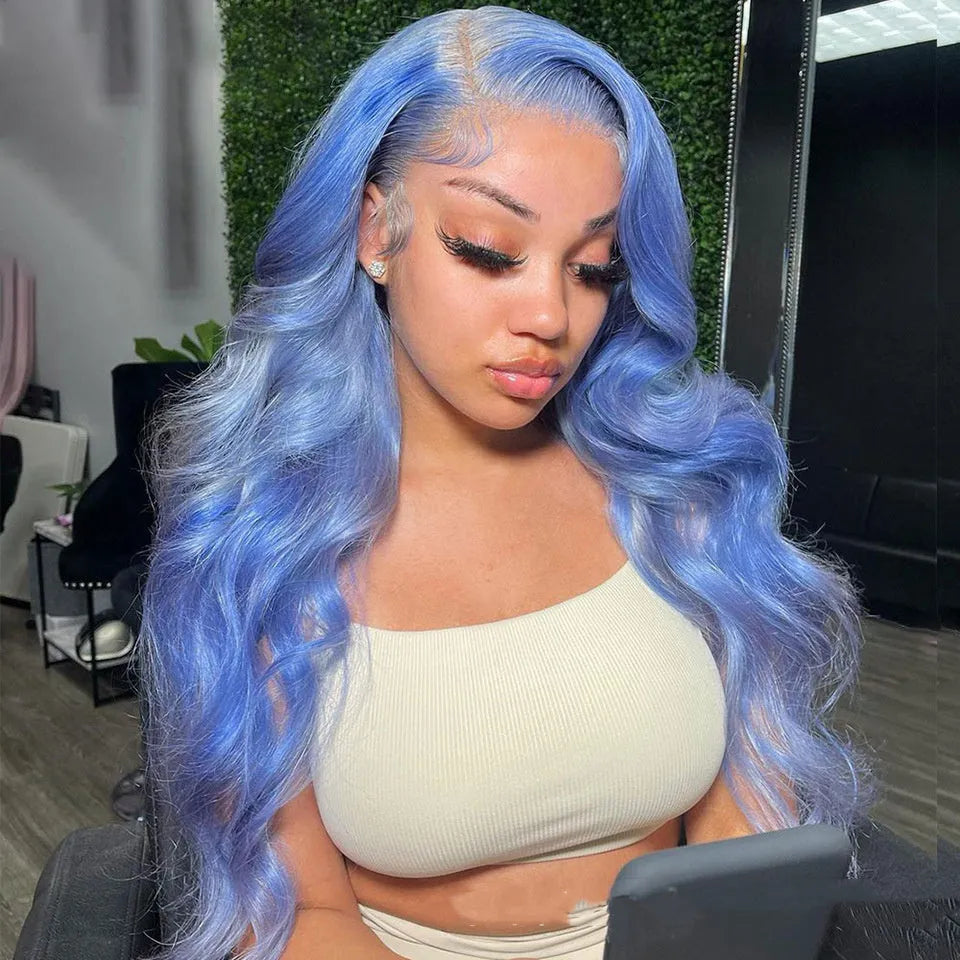 Real human hair body wave lace front wig with 13x4 frontal on a mannequin head.