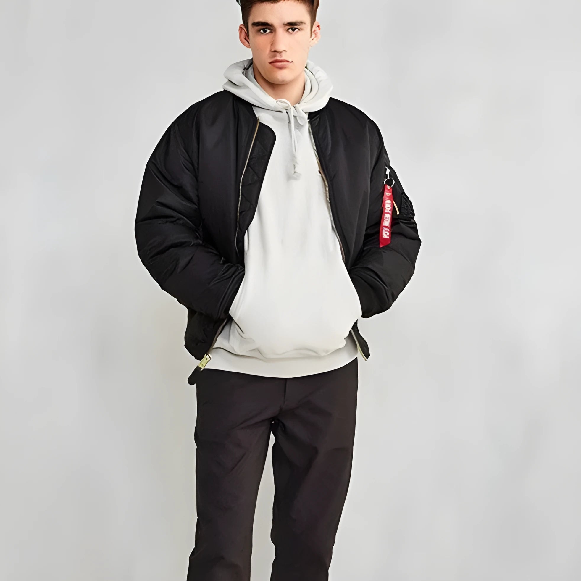 Men's American workwear pilot cotton-padded jacket in loose fit with double-sided nylon construction