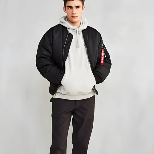 Men's American workwear pilot cotton-padded jacket in loose fit with double-sided nylon construction