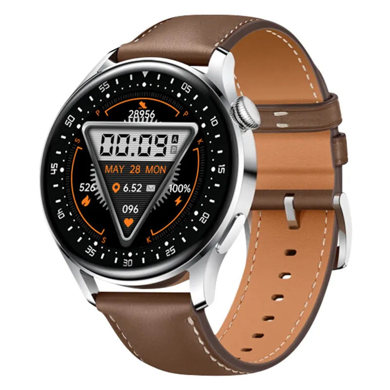 Sports smart watch with health monitoring on wrist showing 1.32-inch display