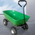 Green four-wheel plastic dumptruck with tipping bed, model TC2145.