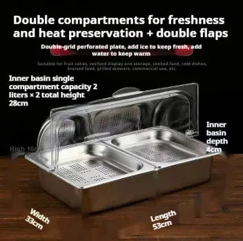 Stainless steel commercial dining plate display box with lid in multiple grid configurations