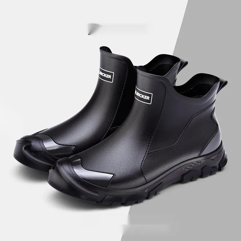 PVC outdoor wading shoes with non-slip soles in short tube rain boot style