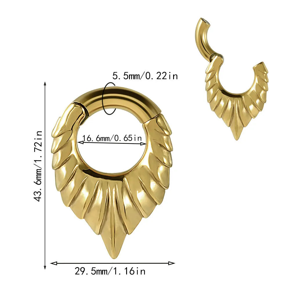 Stainless steel drop-shaped ear extender with totem design in auricle earlobe round hanging egg shape