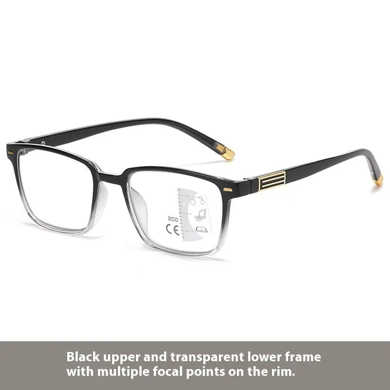 Multifocal photochromic reading glasses with anti blue light protection in various frame styles