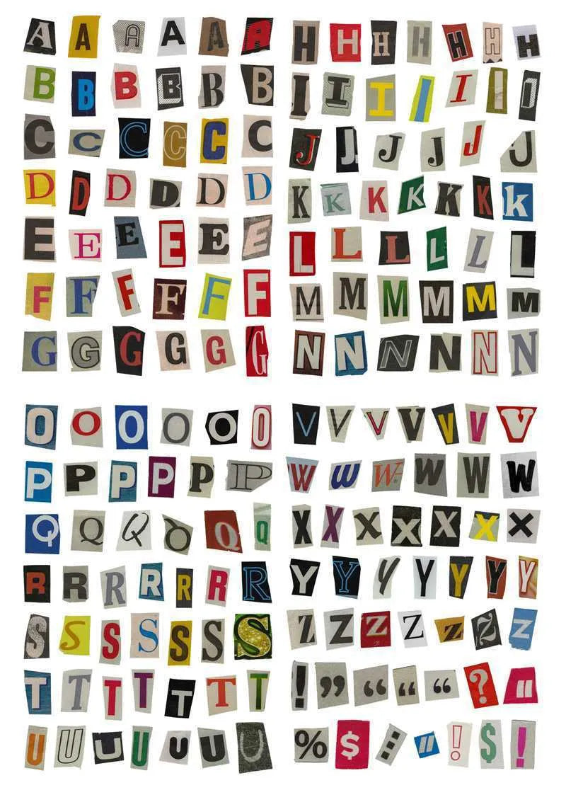 English letters and numbers label sticker set showing alphabet collections and week words in cute printed style