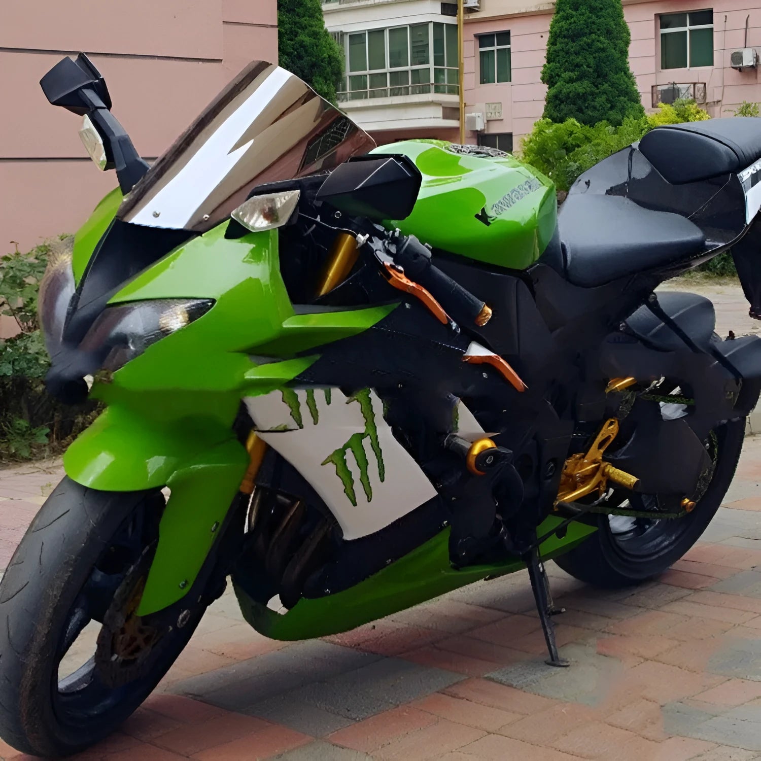 Blue and Brown motorcycle windscreen for Kawasaki ZX-6R 636 and ZX-10R sport bikes