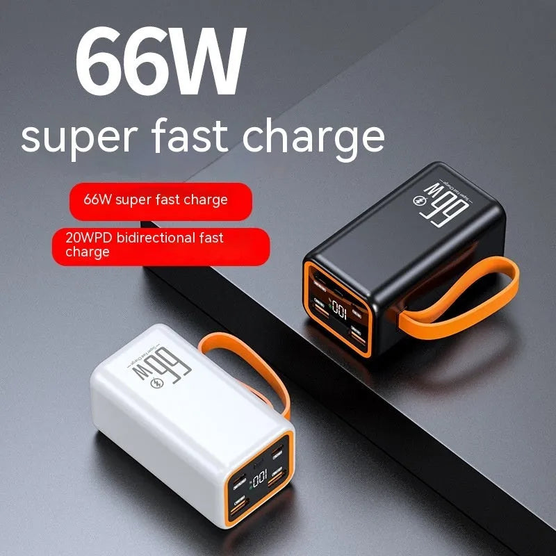 PD66W fast charge 20000 mAh power bank in black or white plastic shell
