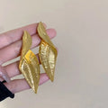 Pair of alloy vintage leaves earrings with retro finish sweet and cool style