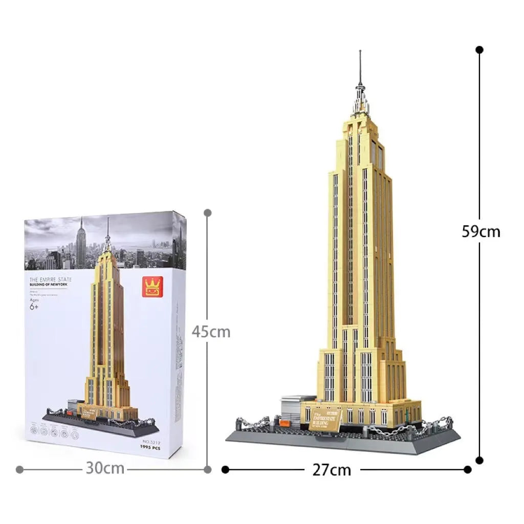 Wange building block set showing over 800 small ABS plastic pieces for constructing global landmark models.