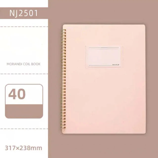 Morandi blue PP A4 coil file book with 20 display sheets on a white background