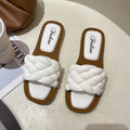 Women's plaid pattern PVC beach sandals with thick non-slip soles in white, green, black, or orange